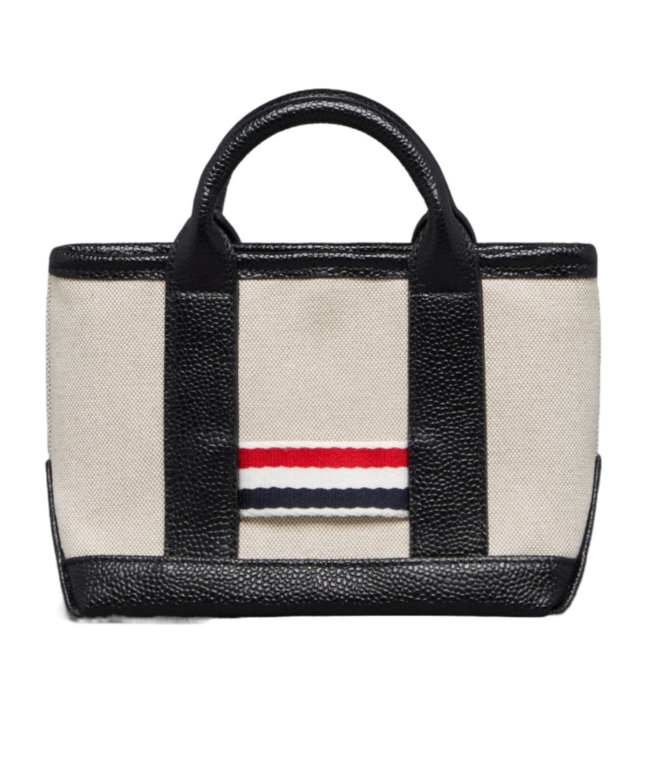 Thom Browne Mini Tool Leather Tote Bag In Black