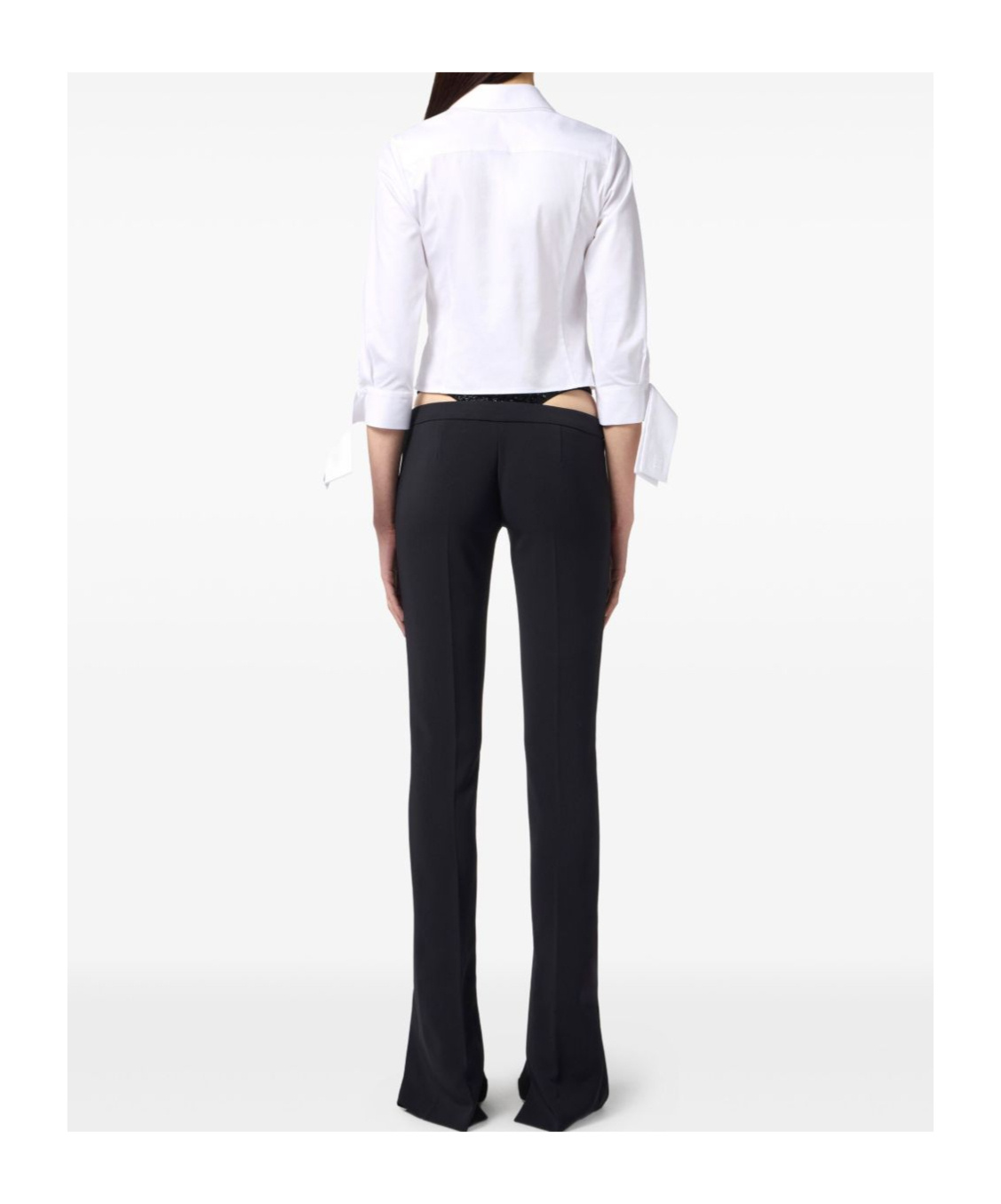 Elisabetta Franchi Cropped Top With Long Cuffs And Buttons In White