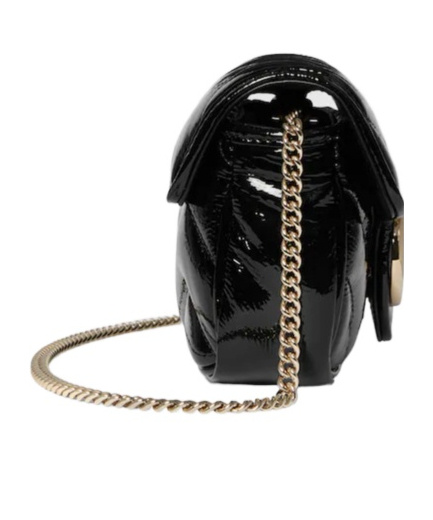 Gucci Gg Marmont Super Mini Patent Shoulder Bag In Black