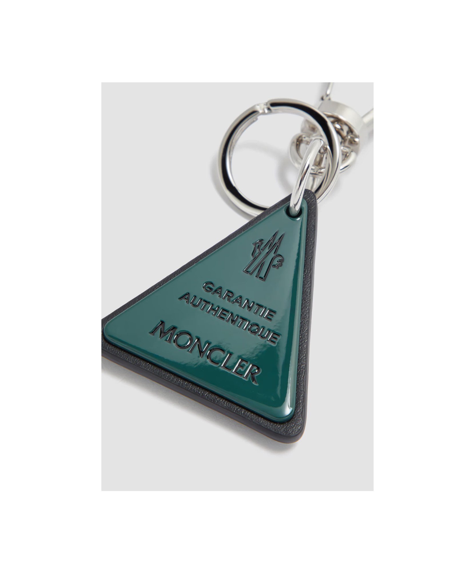 Moncler Leather Logo Key Ring In Blue