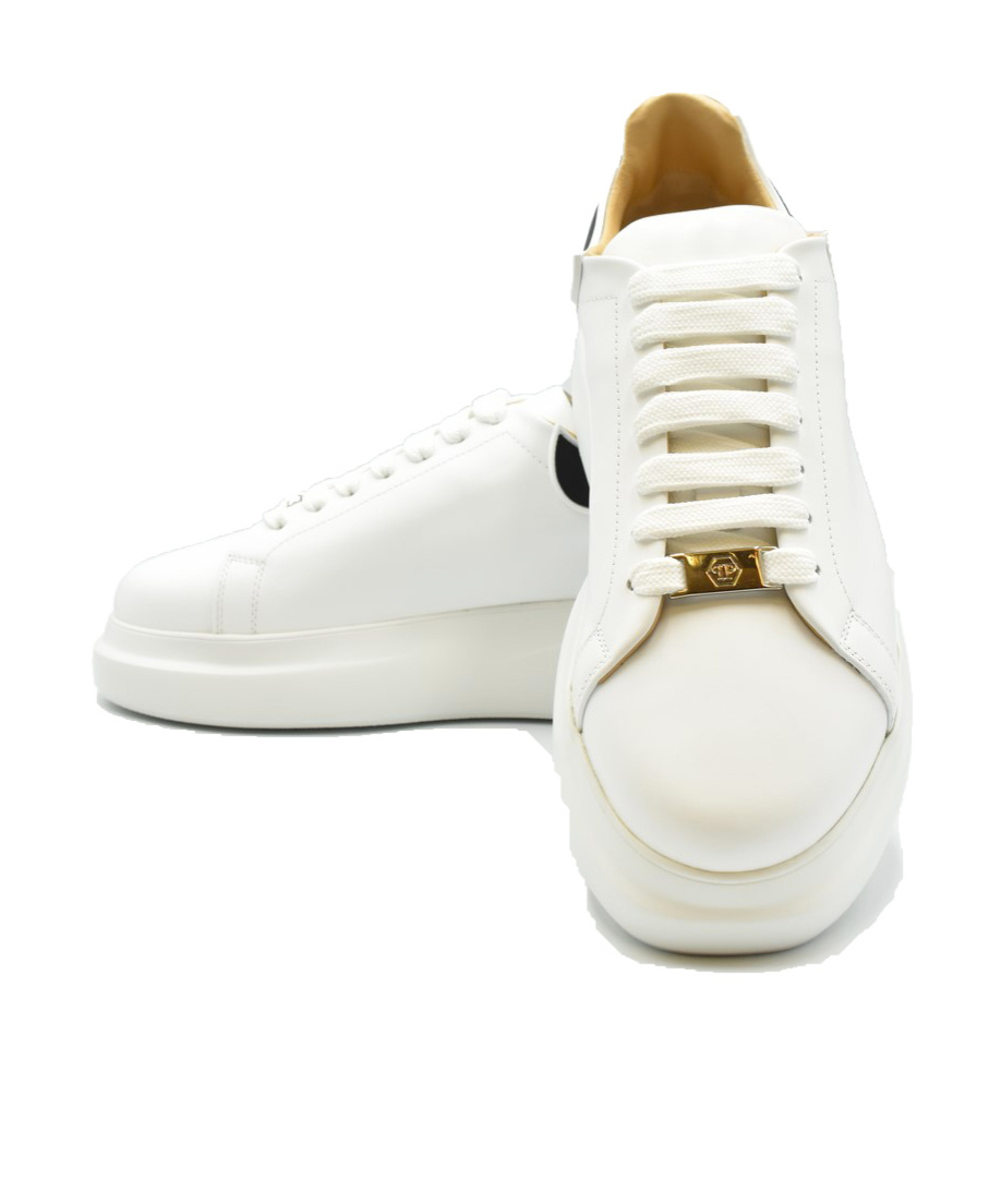 Shop Philipp Plein Lo-top Leather Sneakers In White