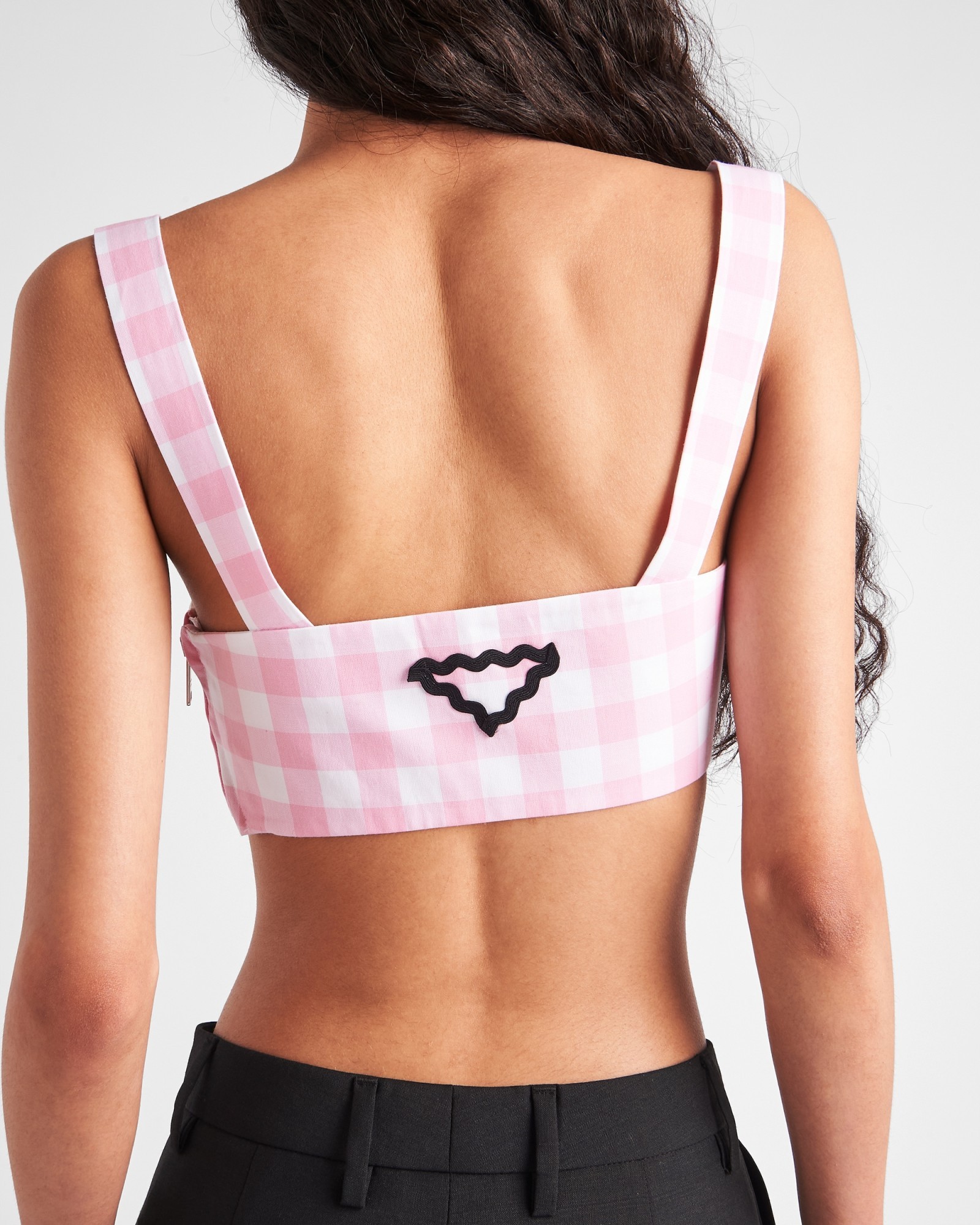 Prada Checkered Bra Vest In Pink