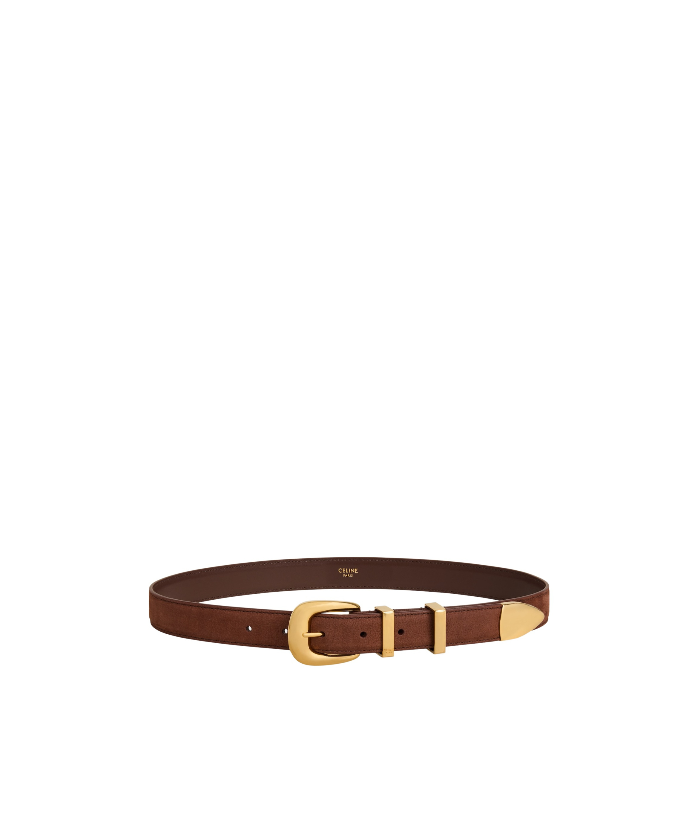 Celine Medium 25mm Western Belt In Grained Nubuck Calfskin In Brown