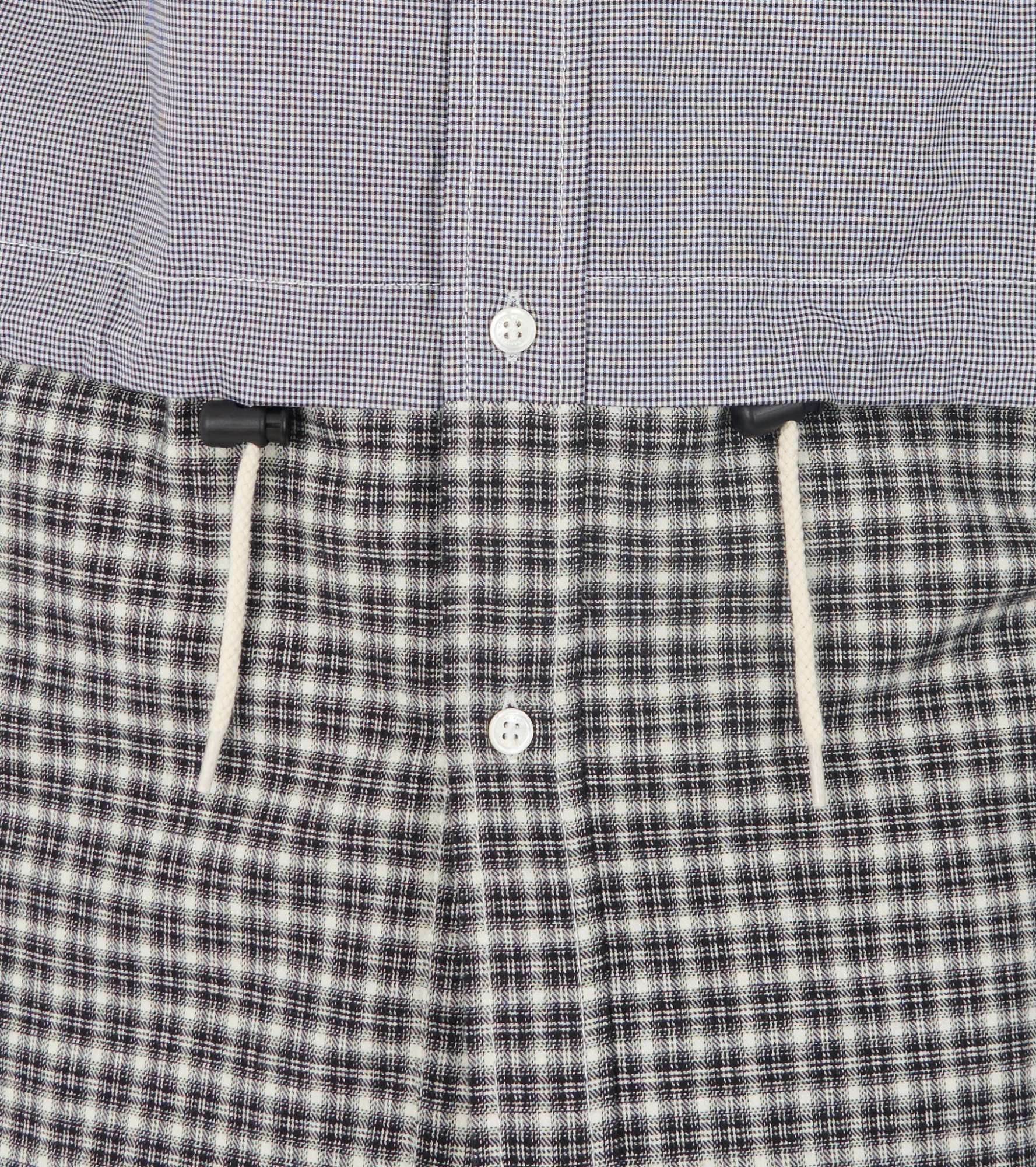 Comme Des Garçons Checkered Drawstring Shirt Black/white In Gray