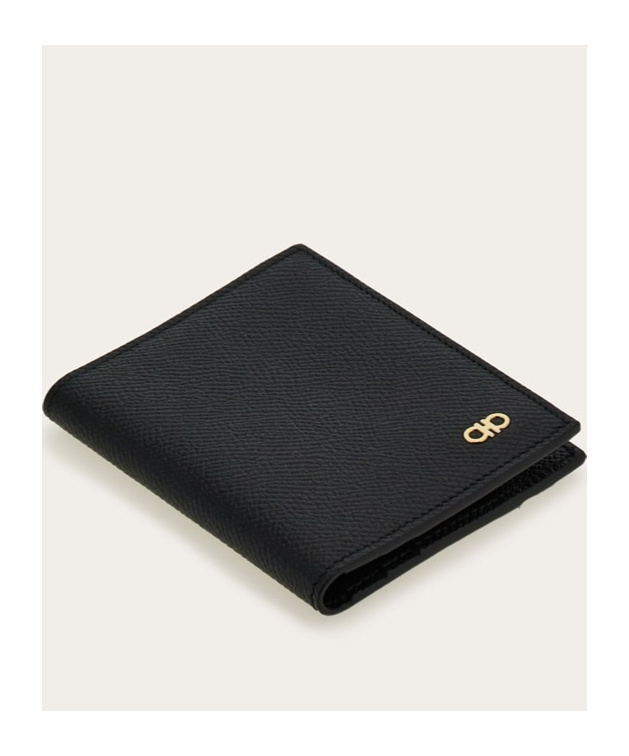 Shop Ferragamo Salvatore Mini Gancini Logo Bif-fold Wallet In Black