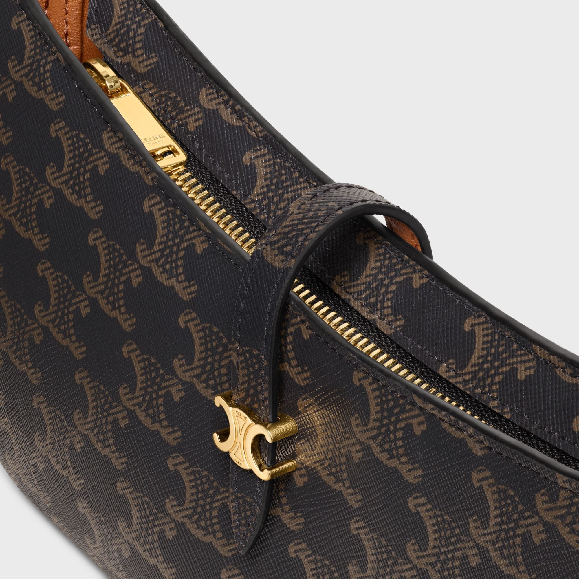 Celine Tina Shoulder Bag In Triomphe Canvas In Black