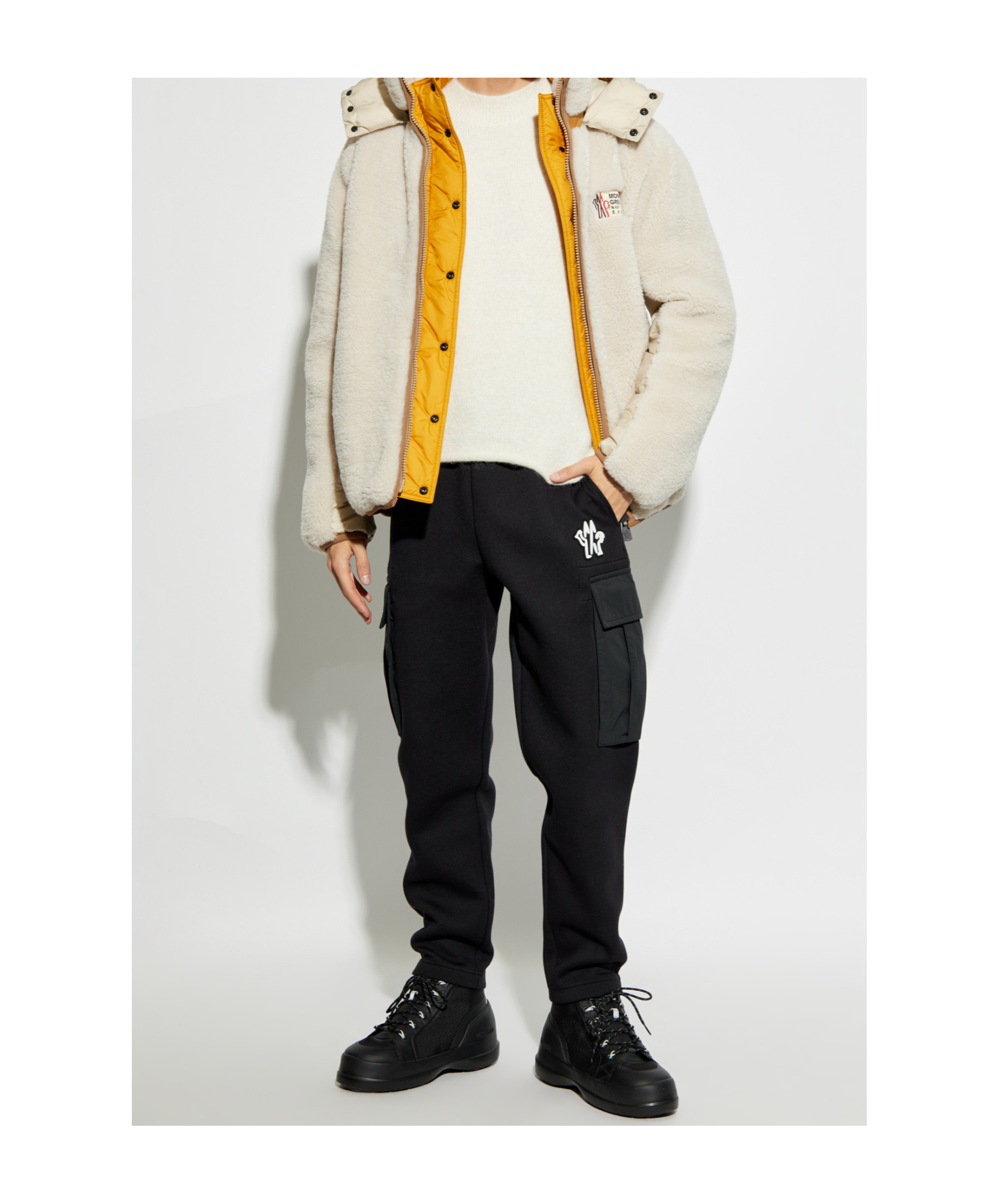 Moncler Logo Neoprene Track Pants In Black