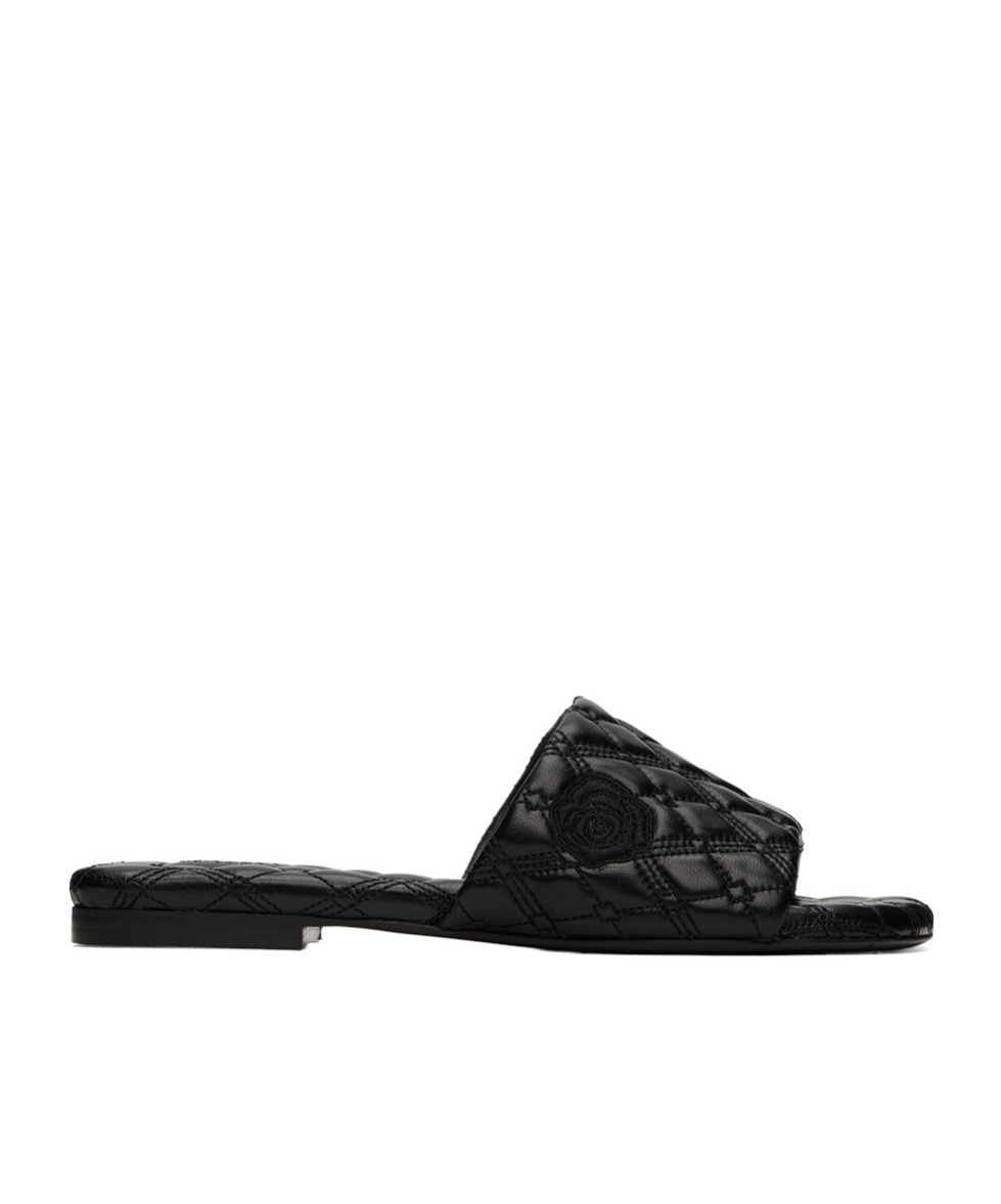 Burberry Quilt Leather Slides In Black