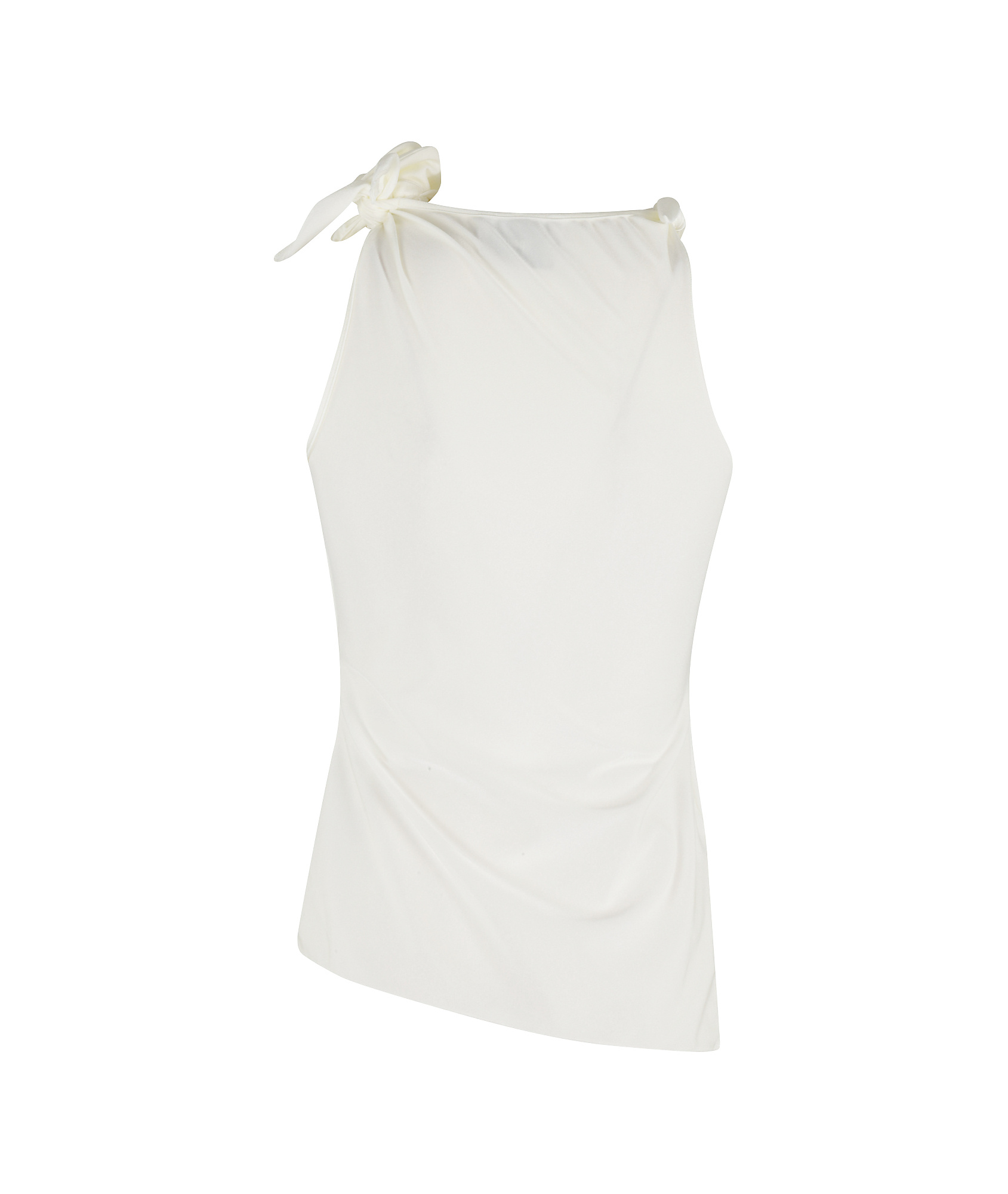 Coperni Asymmetric Rosette-detailed Satin Top In White