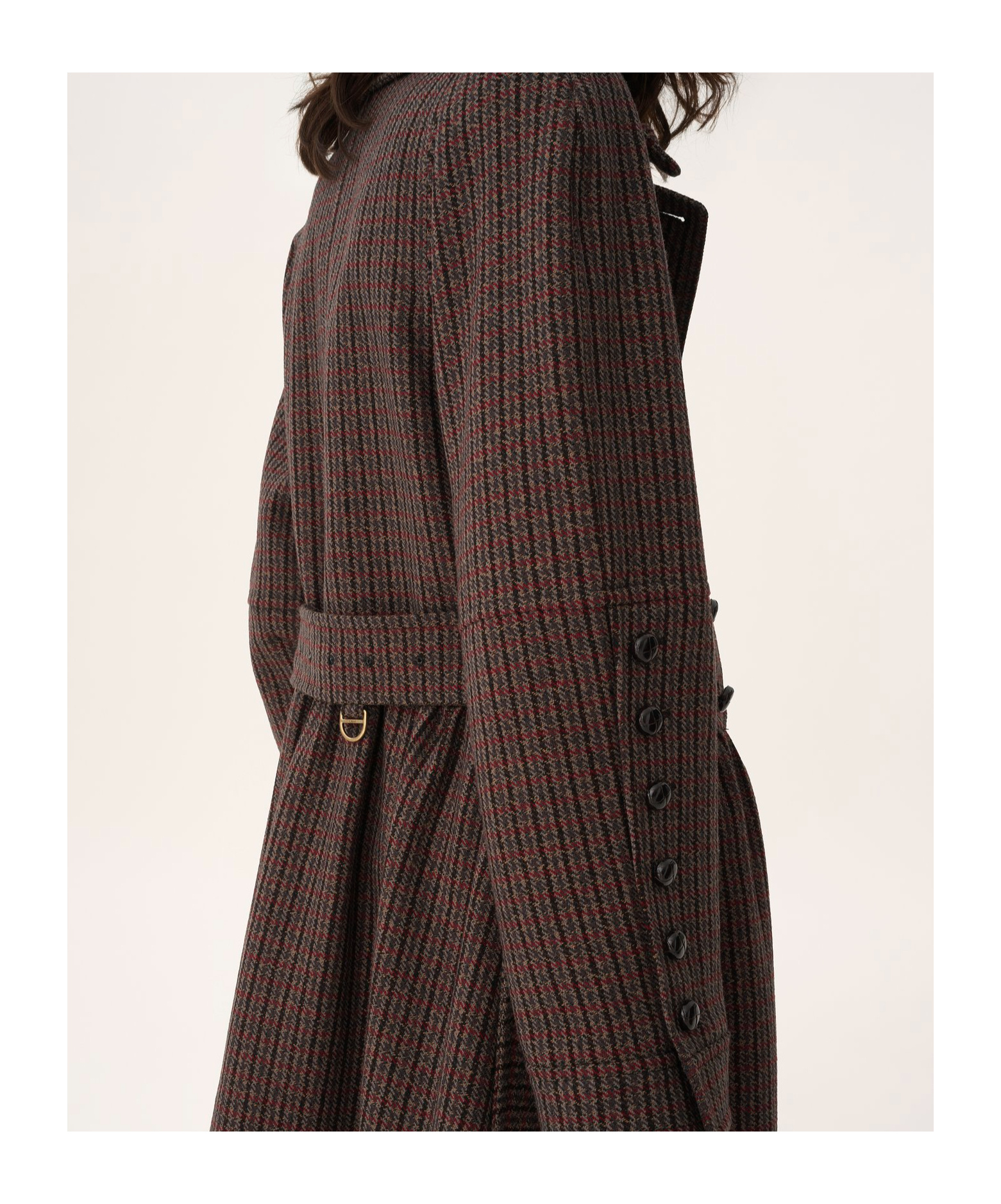 Chloé Chloe Houndstooth Double-breasted Belted Wool Coat In Brown