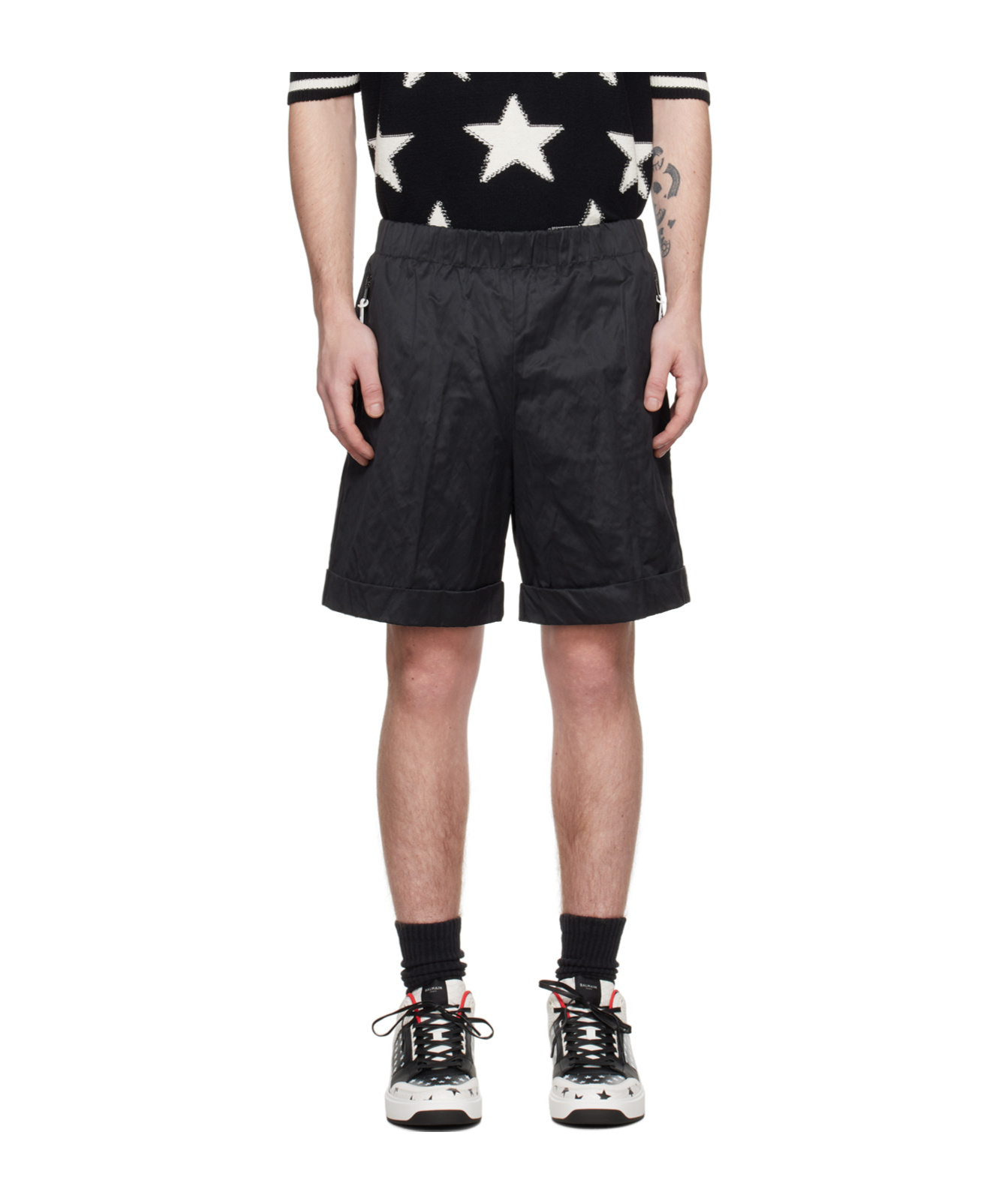 BALMAIN ELASTIC WAIST-TRIMMED SHORTS