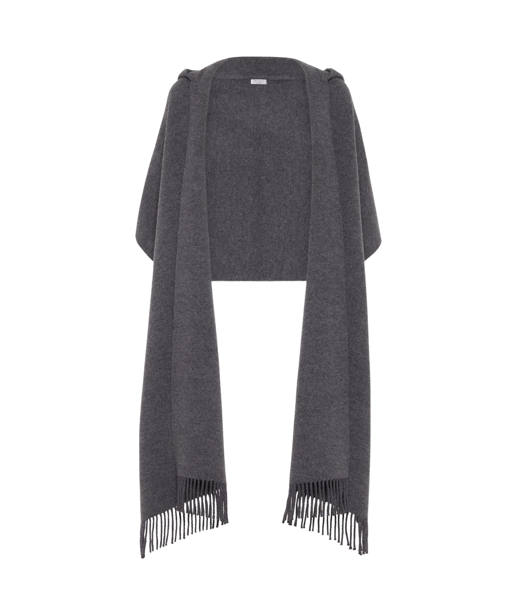 Brunello Cucinelli Hooded Fringed Poncho In Black