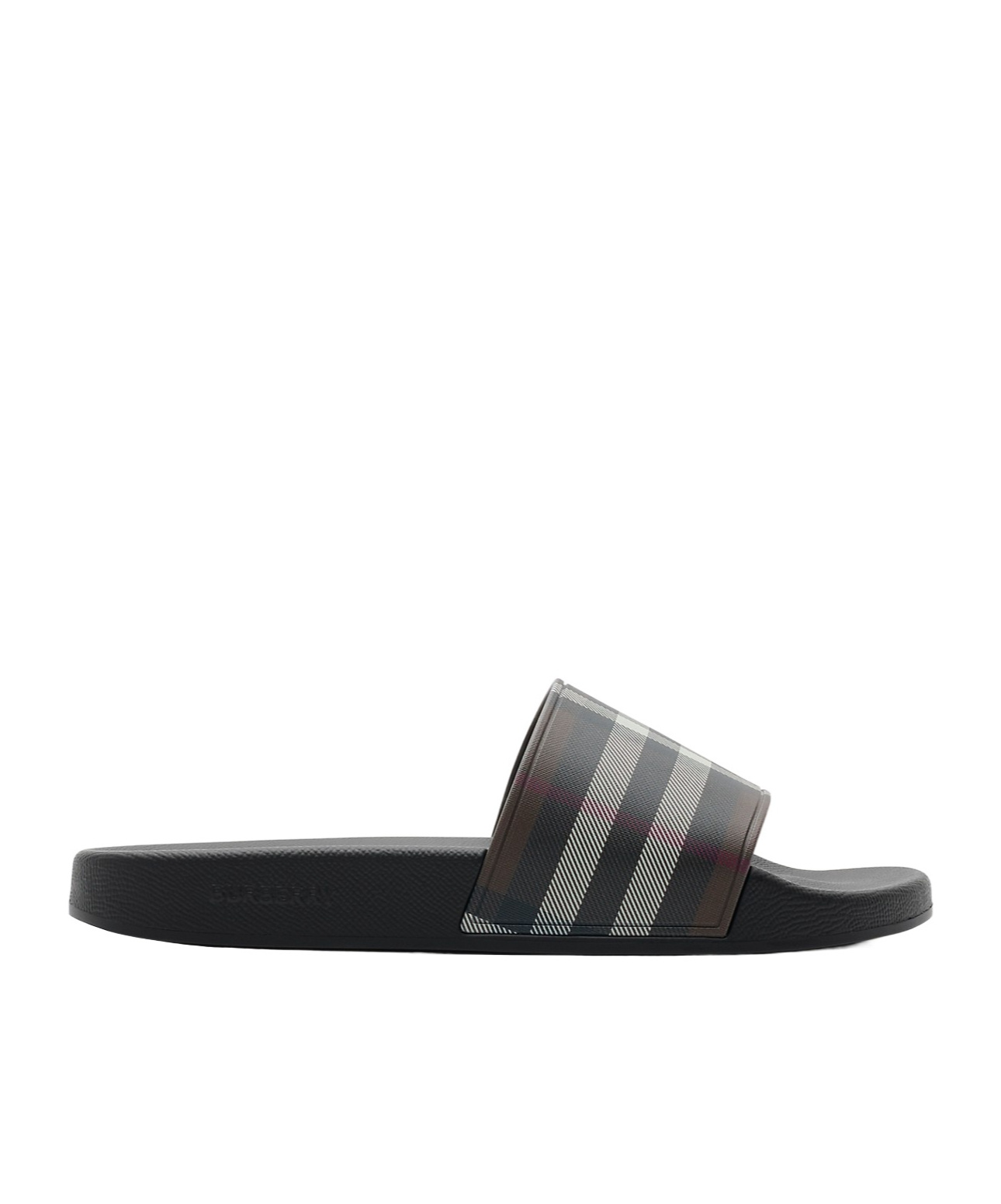 Burberry Check-print Flat Slides In Brown