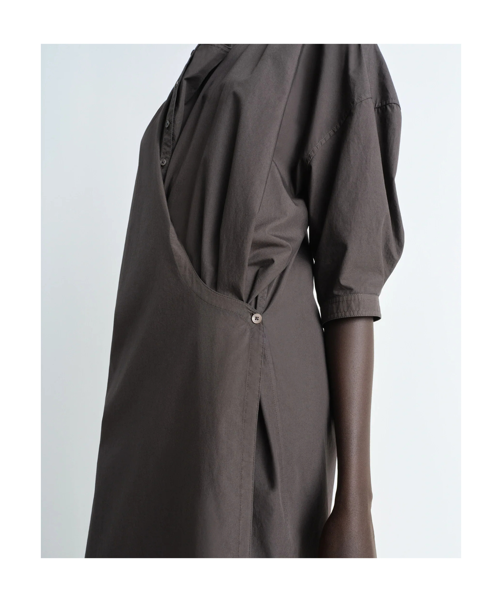 Lemaire Brown Short Sleeve Twisted Midi Dress In Gray