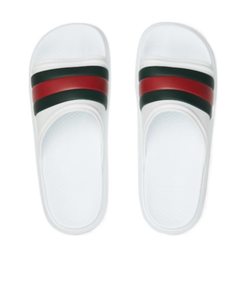 Gucci Web Slide Sandals In White