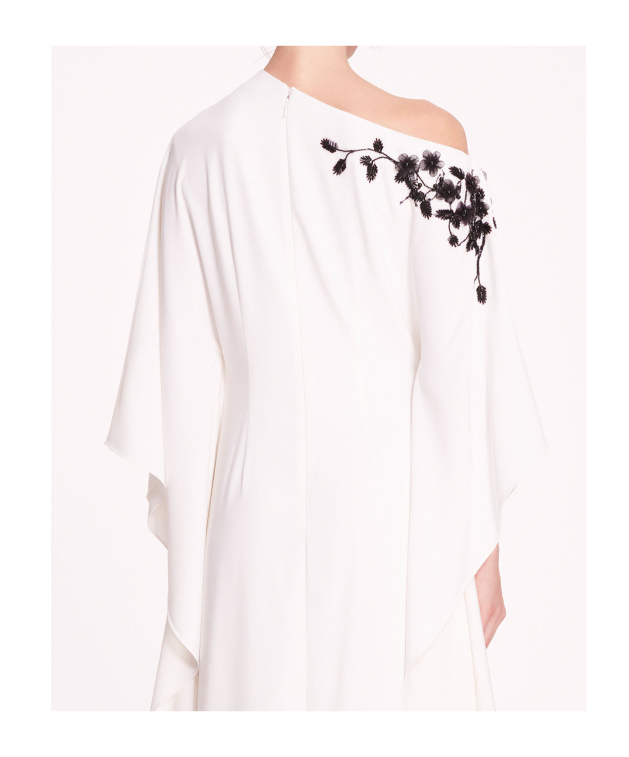Marchesa Notte Embroidered Draped Kaftan In White