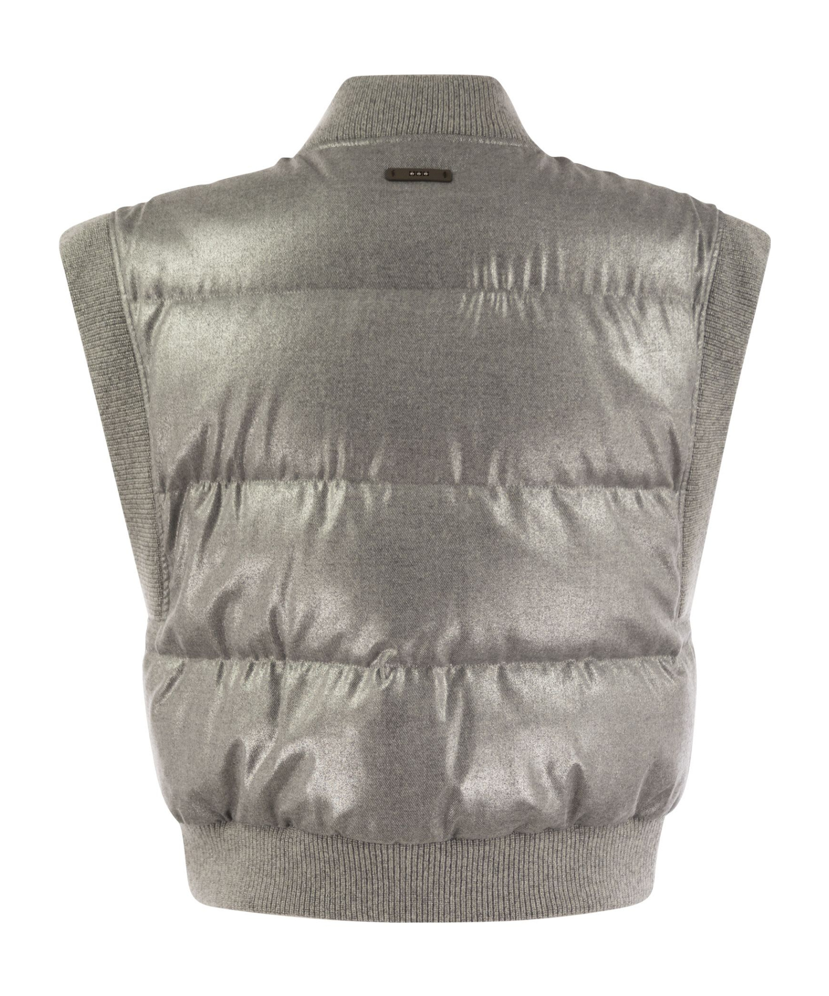 Peserico Down Cropped Vest In Gray