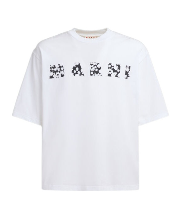 Shop Marni Black T-shirt With Pop Fields Logo In White