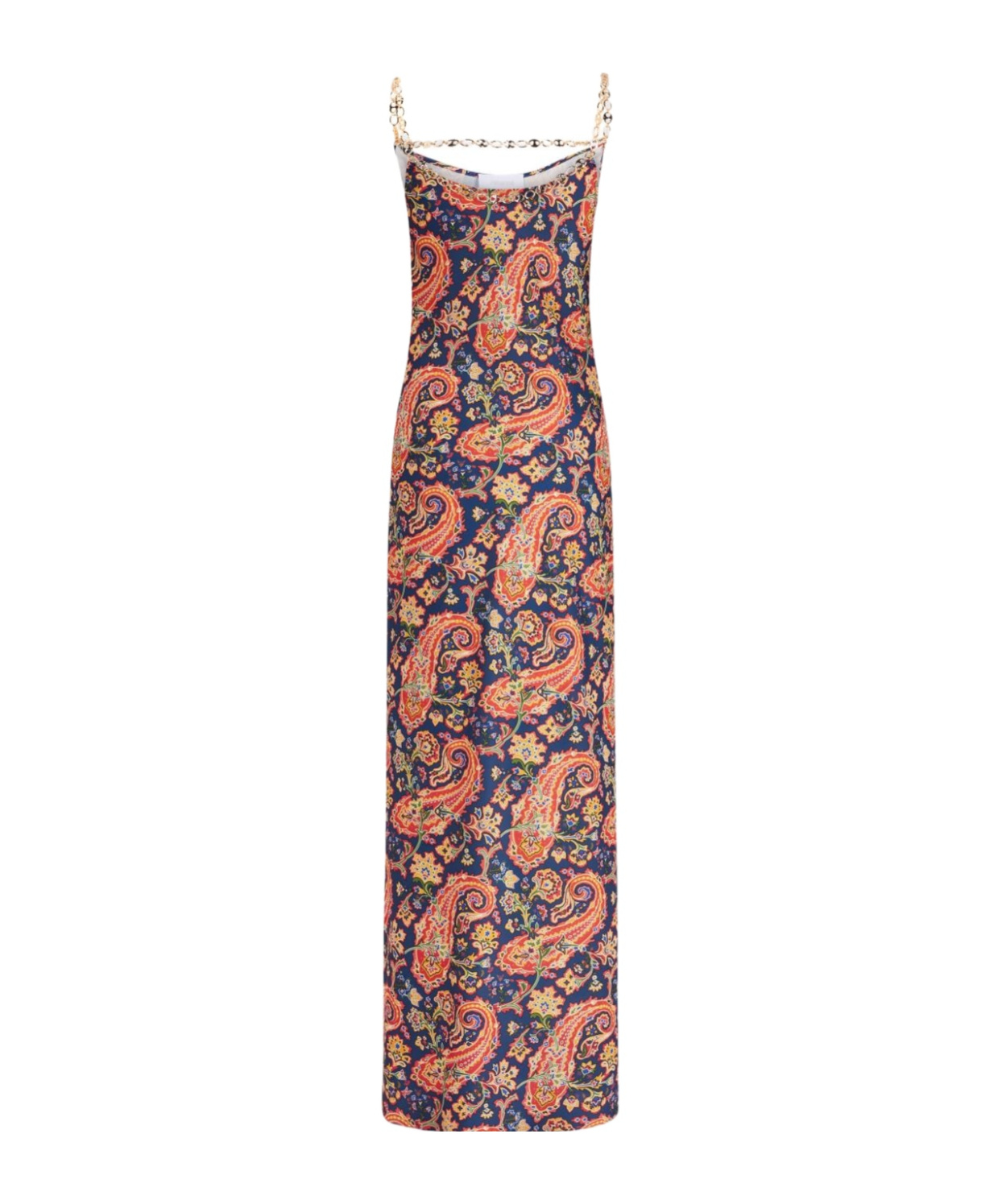 Rabanne Chainmail-embellished Paisley-print Satin Maxi Dress In Multicolor