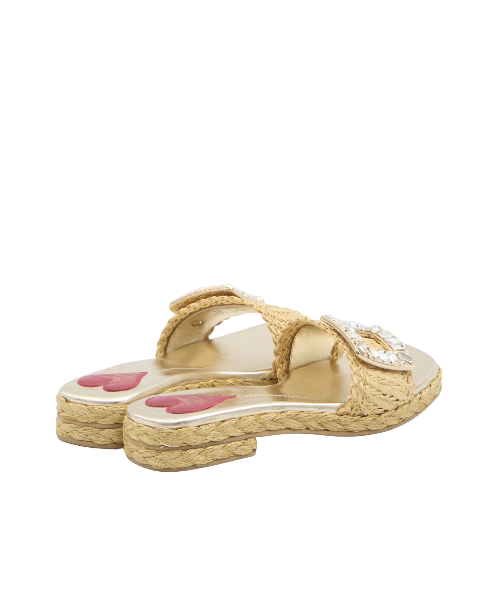 Roger Vivier Crystal Buckle Braided Raffia Espadrilles In Nude