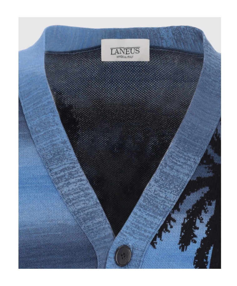 Shop Laneus Knitted Cardigan In Blue