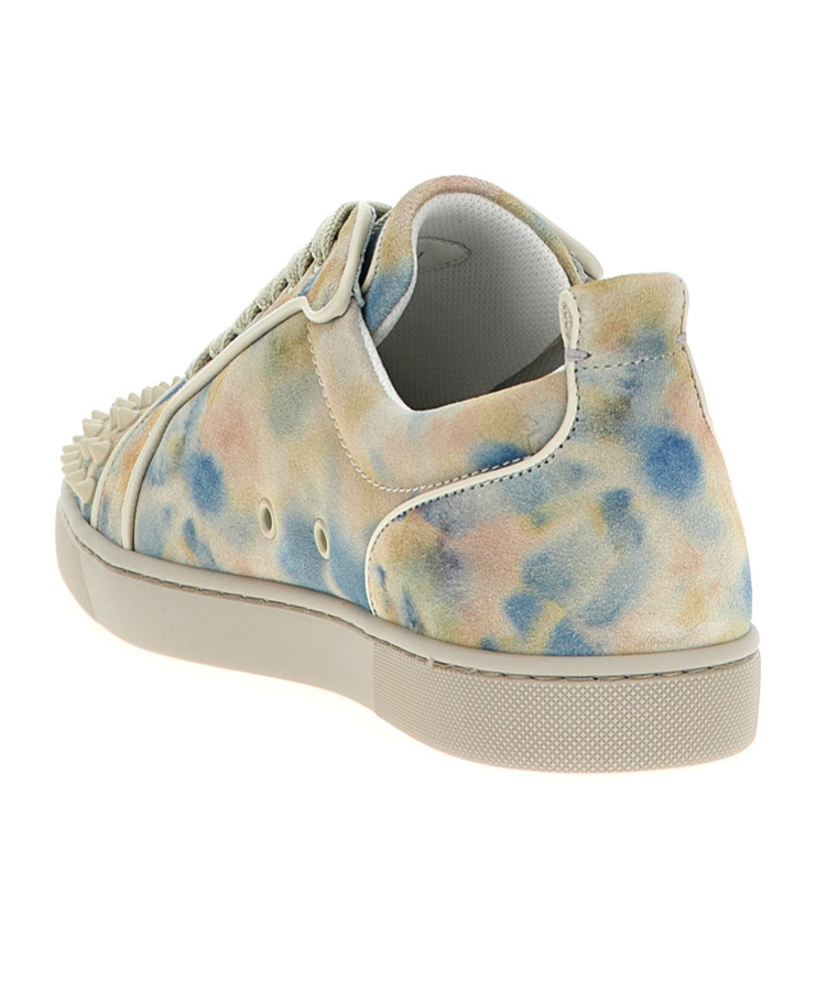 Christian Louboutin Junior Spikes Round Toe Rubber Sole Sneakers In Multi-color