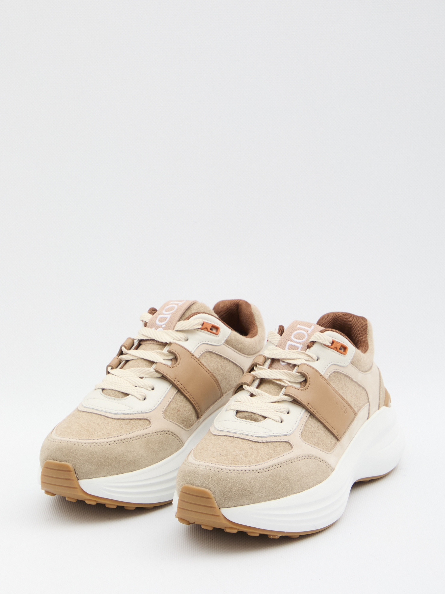 Tod's Sneakers In Fabric And Suede Leather In Brown