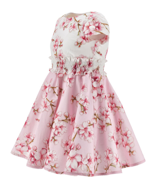 Monnalisa Floral-print Dress In Pink