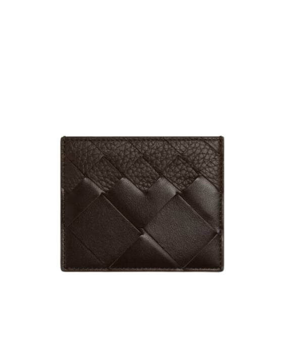 Bottega Veneta Intrecciato Woven Credit Card Holder In Brown
