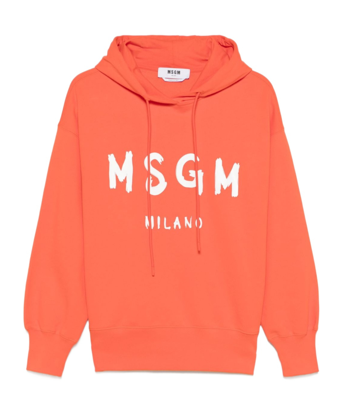 Msgm Hooded Knitwear With Ribbed Cuffs And Hem In Orange