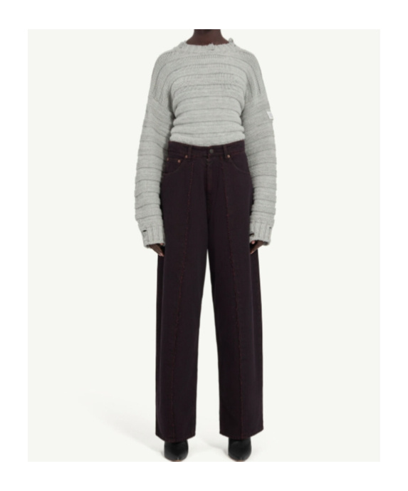 Mm6 Maison Margiela Burgundy Wide-leg Jeans In Black