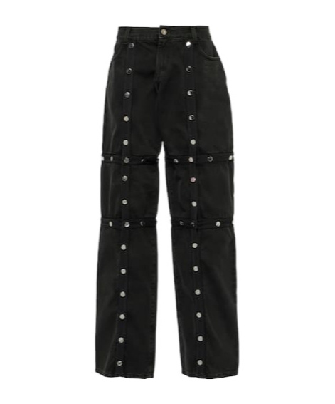Attico Studded Low-rise Straight Leg Jeans In Black