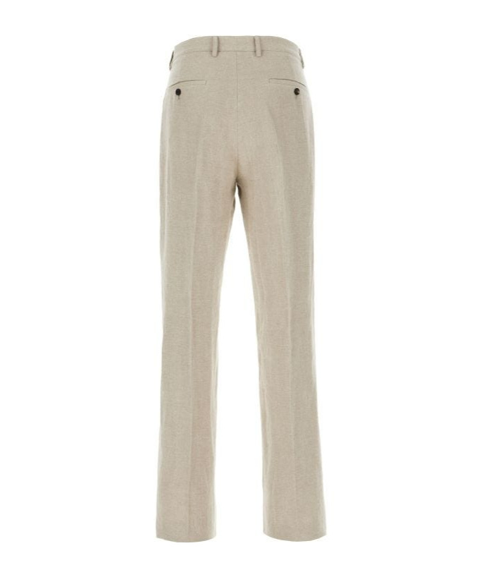 Ferragamo Linen Trousers With Pockets And Loops In Nude