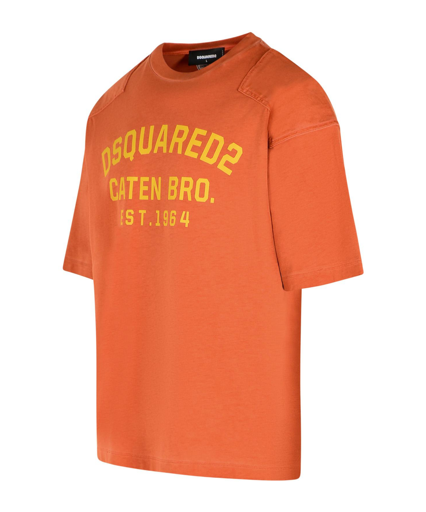 Dsquared2 Crew Neck Short Sleeve Cotton T-shirt In Orange