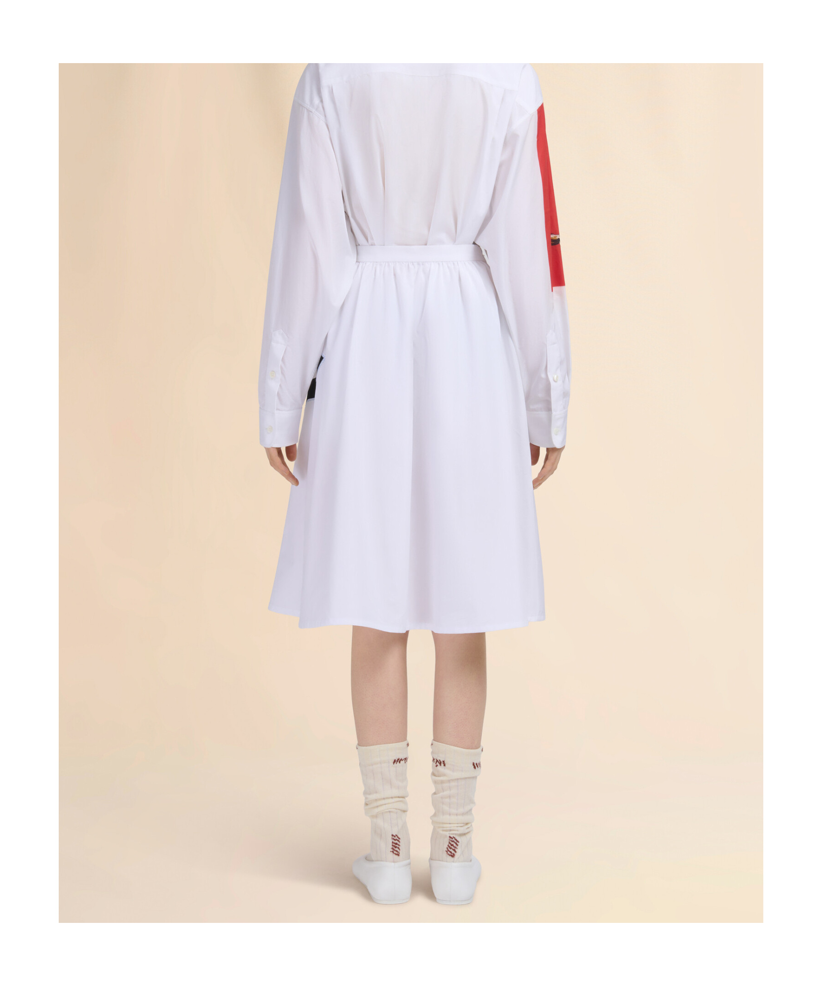 Marni Womens 00w01 Abstract-print High-rise Cotton-poplin Midi Skirt In White