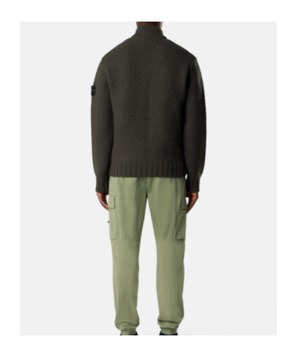 Stone Island Bomber-style Jumper With Zip Pockets In Green