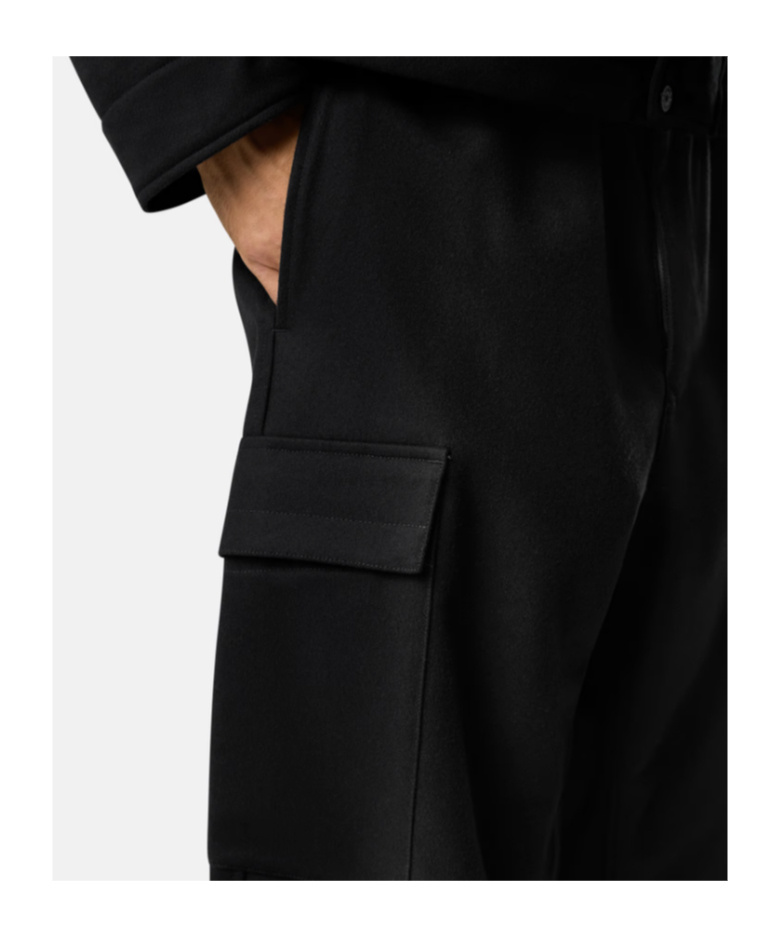 Stone Island Loose-fit Cargo Trousers With Elasticated Zipped Cuffs In Black