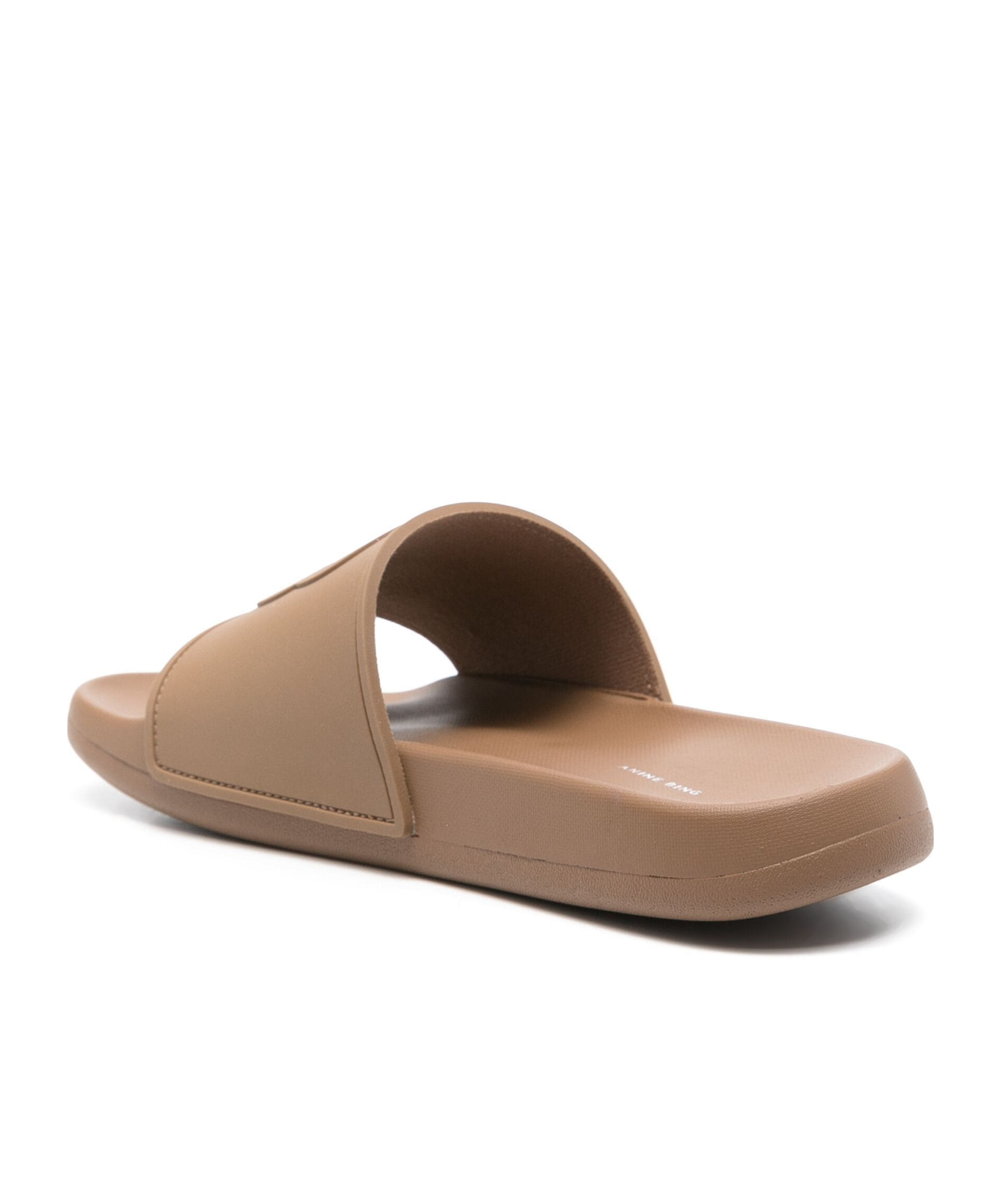 Shop Anine Bing Logo-embossed Slides In Brown