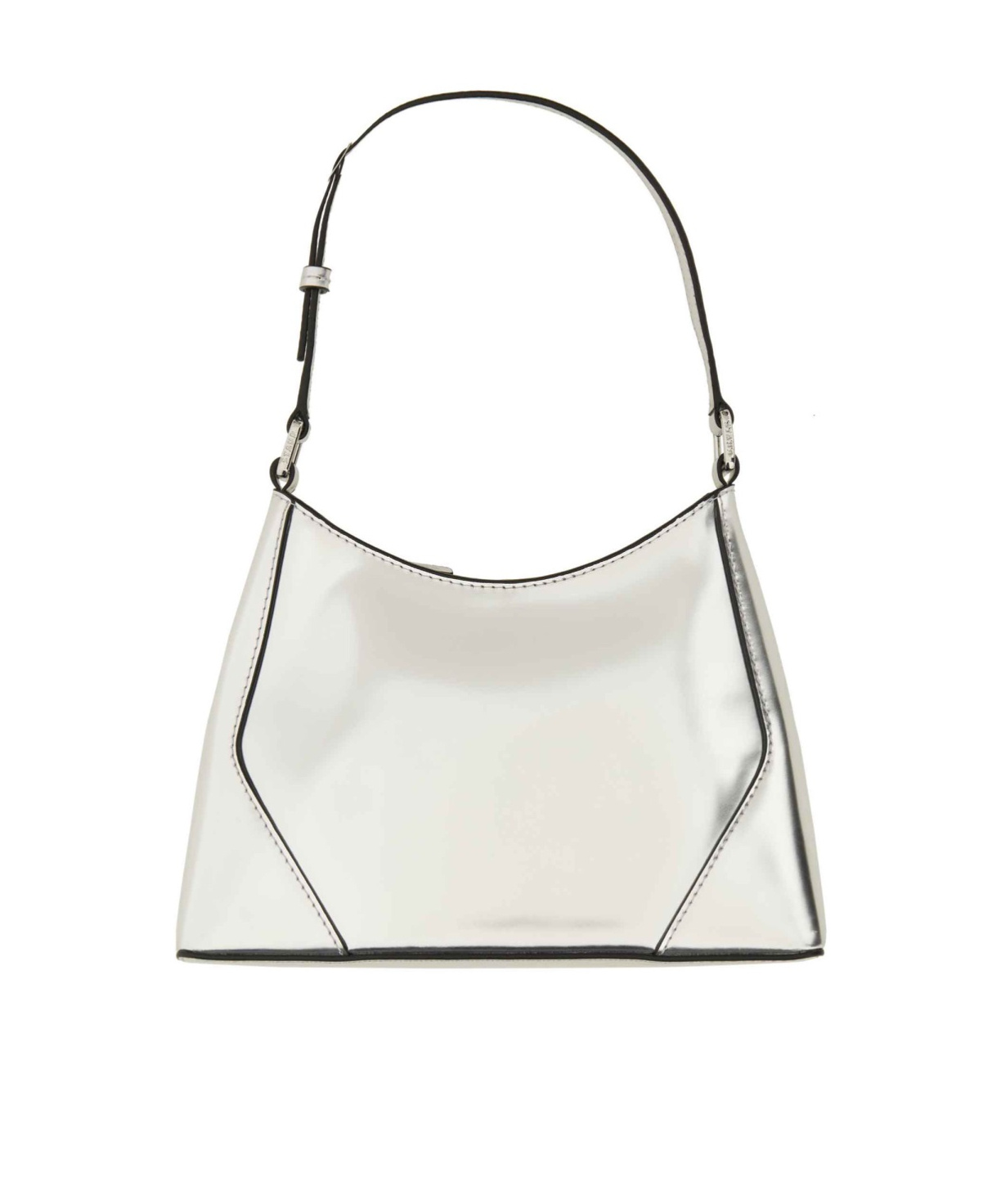 Staud Linda Metallic Zipped Shoulder Bag In Silver