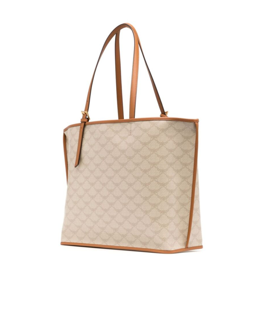 Mcm Medium Himmel Lauretos Logo Printed Tote Bag In Nude