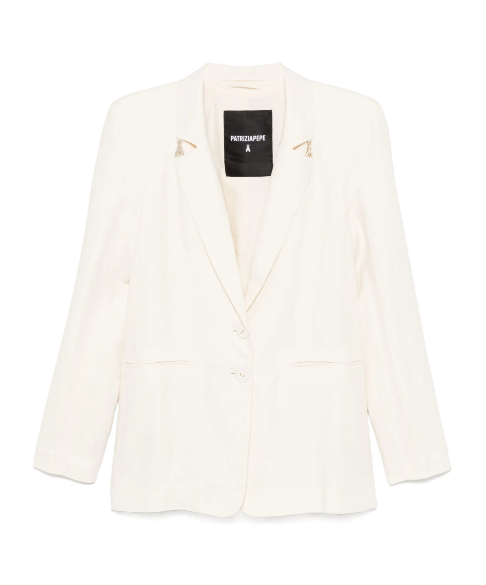 Patrizia Pepe Single-breasted Long Sleeve Suit Jacket In White