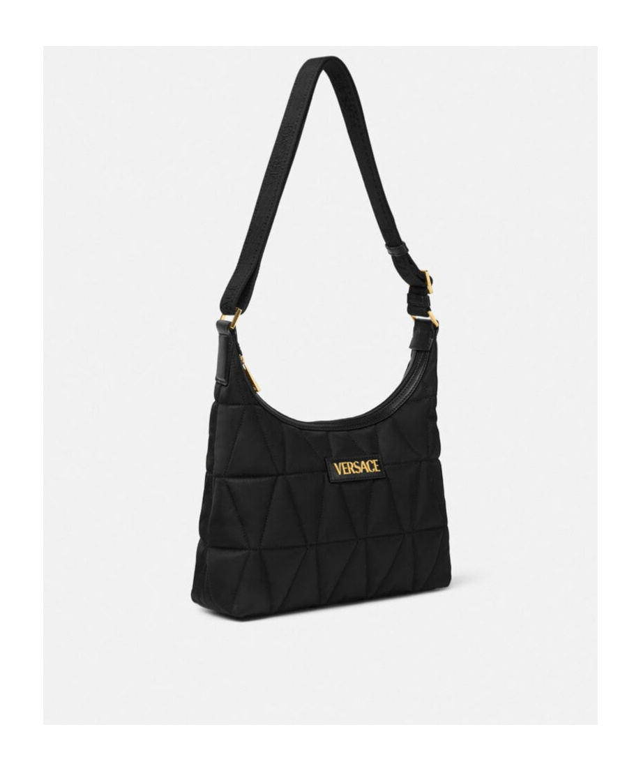Versace Zippered Shoulder Bag In Black