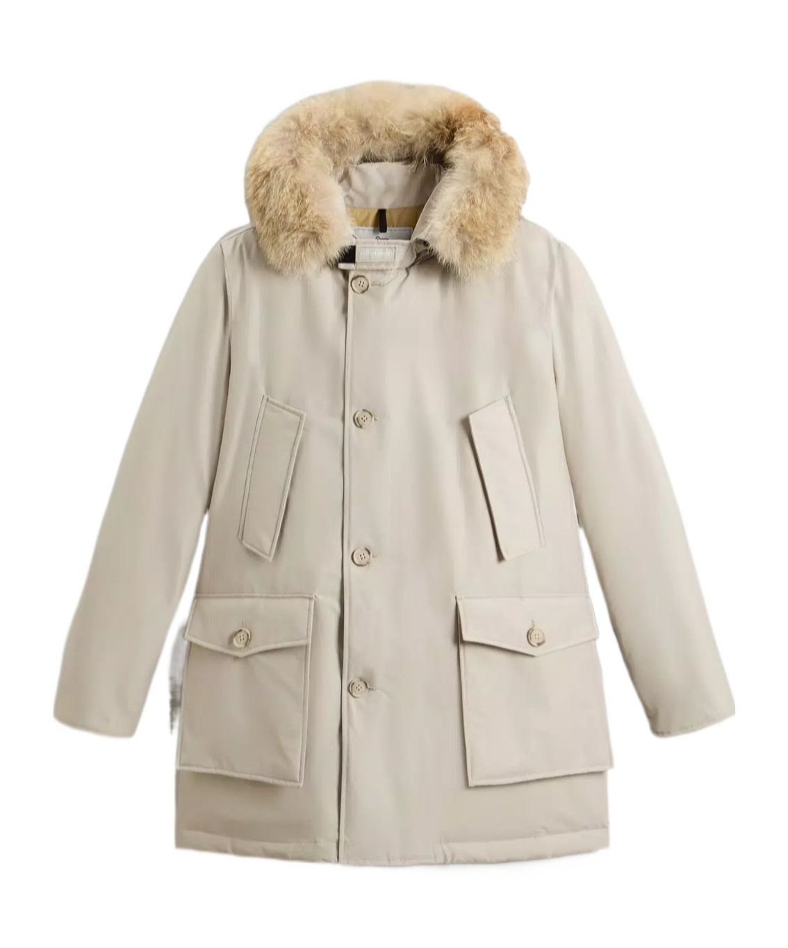 Woolrich Arctic Parka In Ramar Cloth With Detachable Fur Trim In Brown