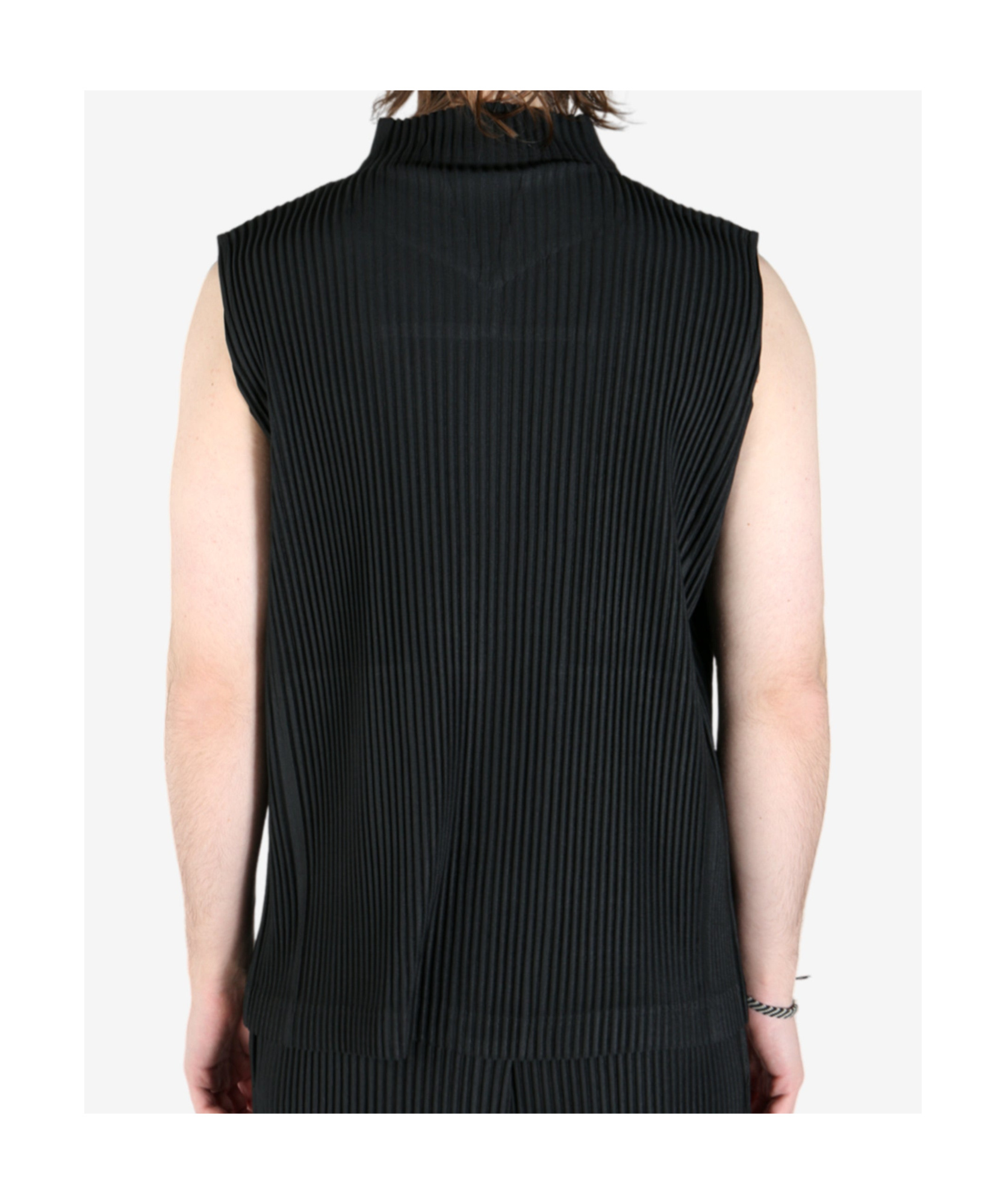Shop Issey Miyake Pleated Vest In Black