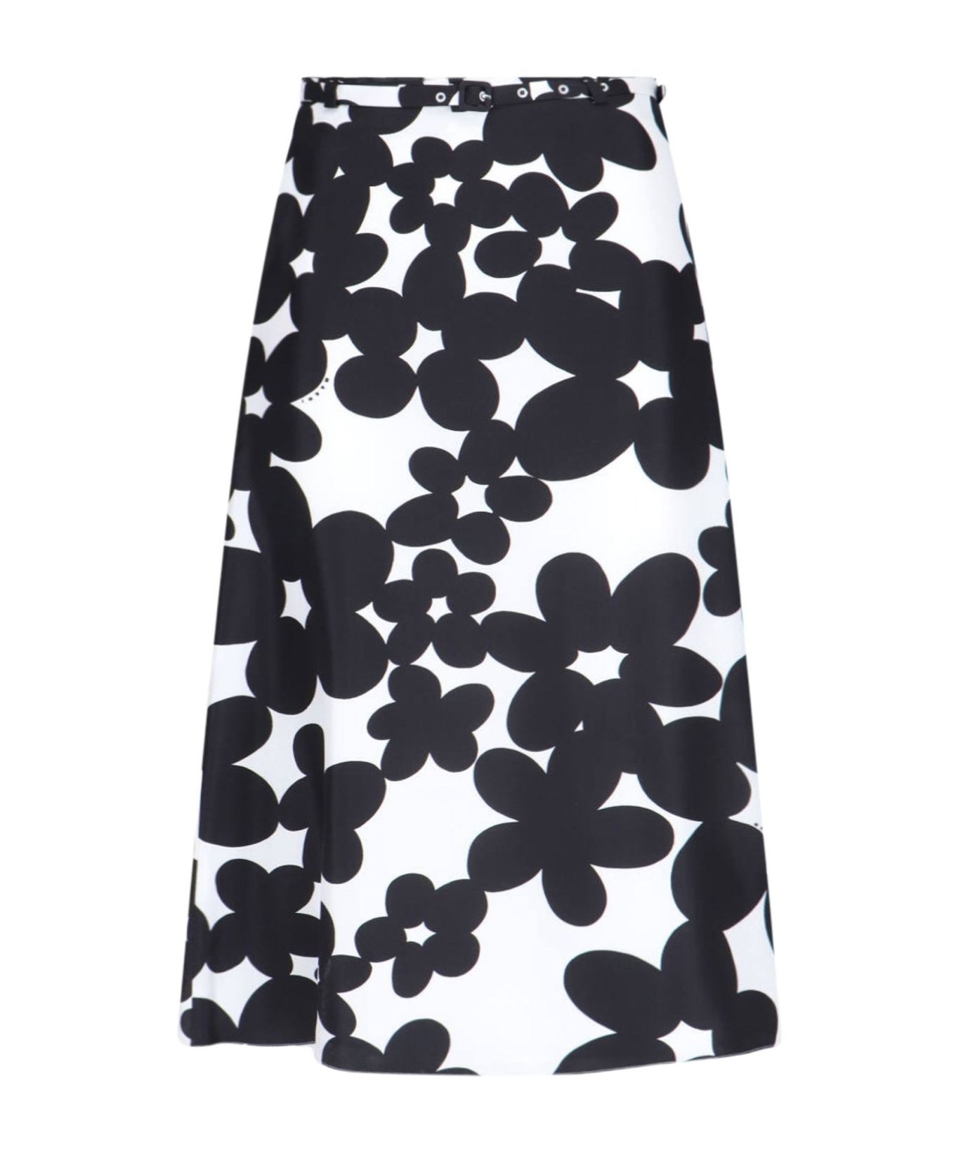 Marni Floral Pattern High Waist A-line Skirt In Black