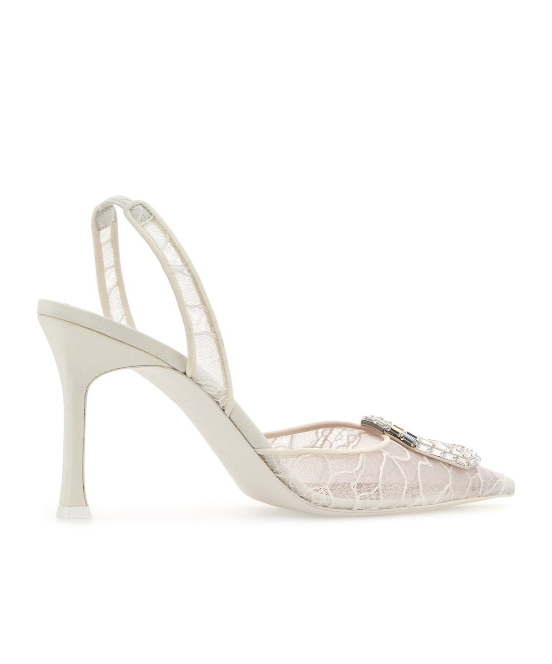 Amina Muaddi Women Camelia Slingback Lace Pumps In White