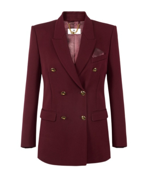 Elisabetta Franchi Jewel-button Double-breasted Jacket In Red