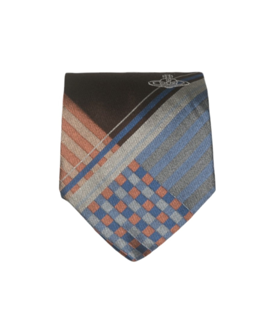 Vivienne Westwood Blue & Brown Combat Tartan Tie In Gray