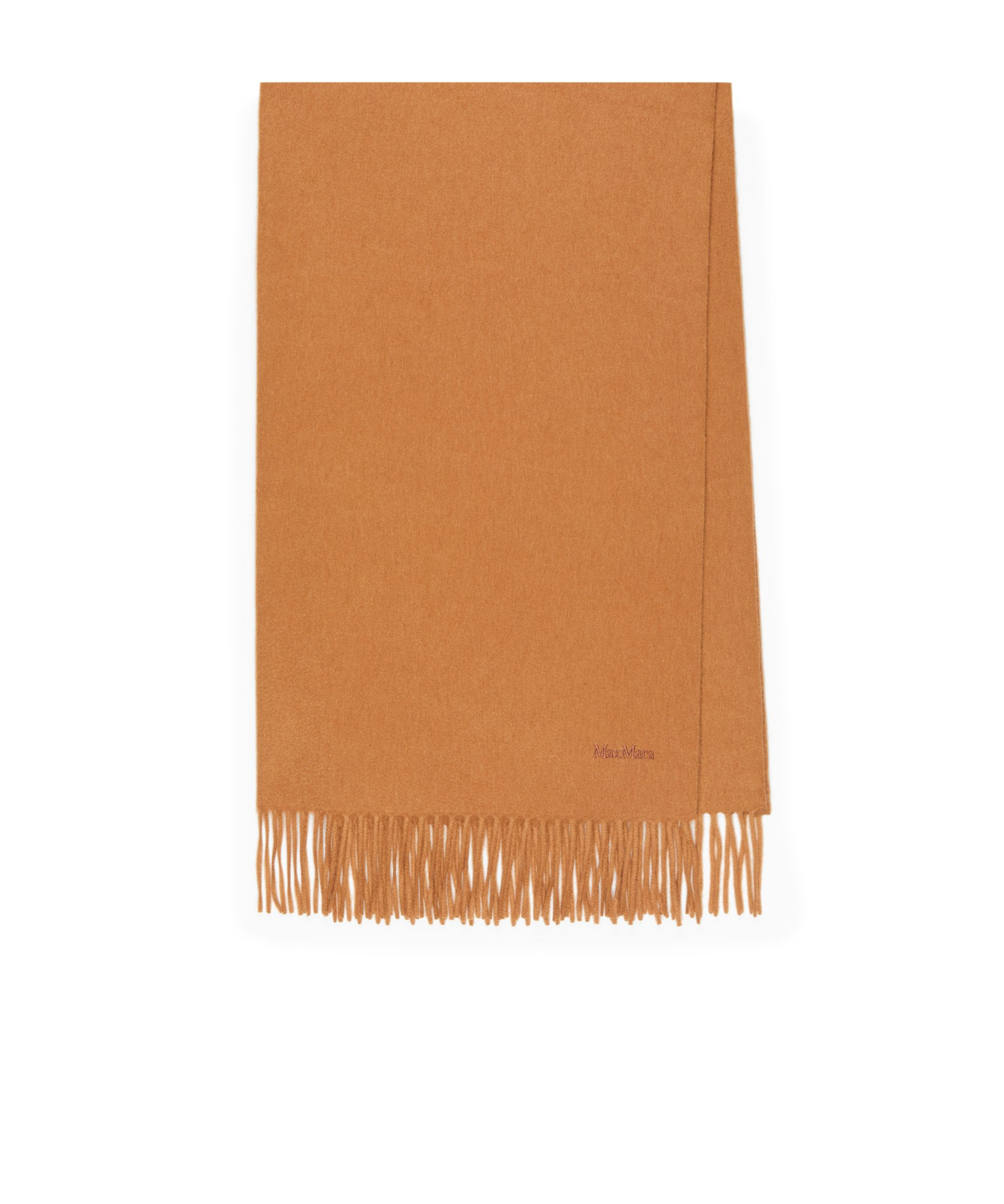 Max Mara Cashmere Stole With Embroidery And Fringing In Brown