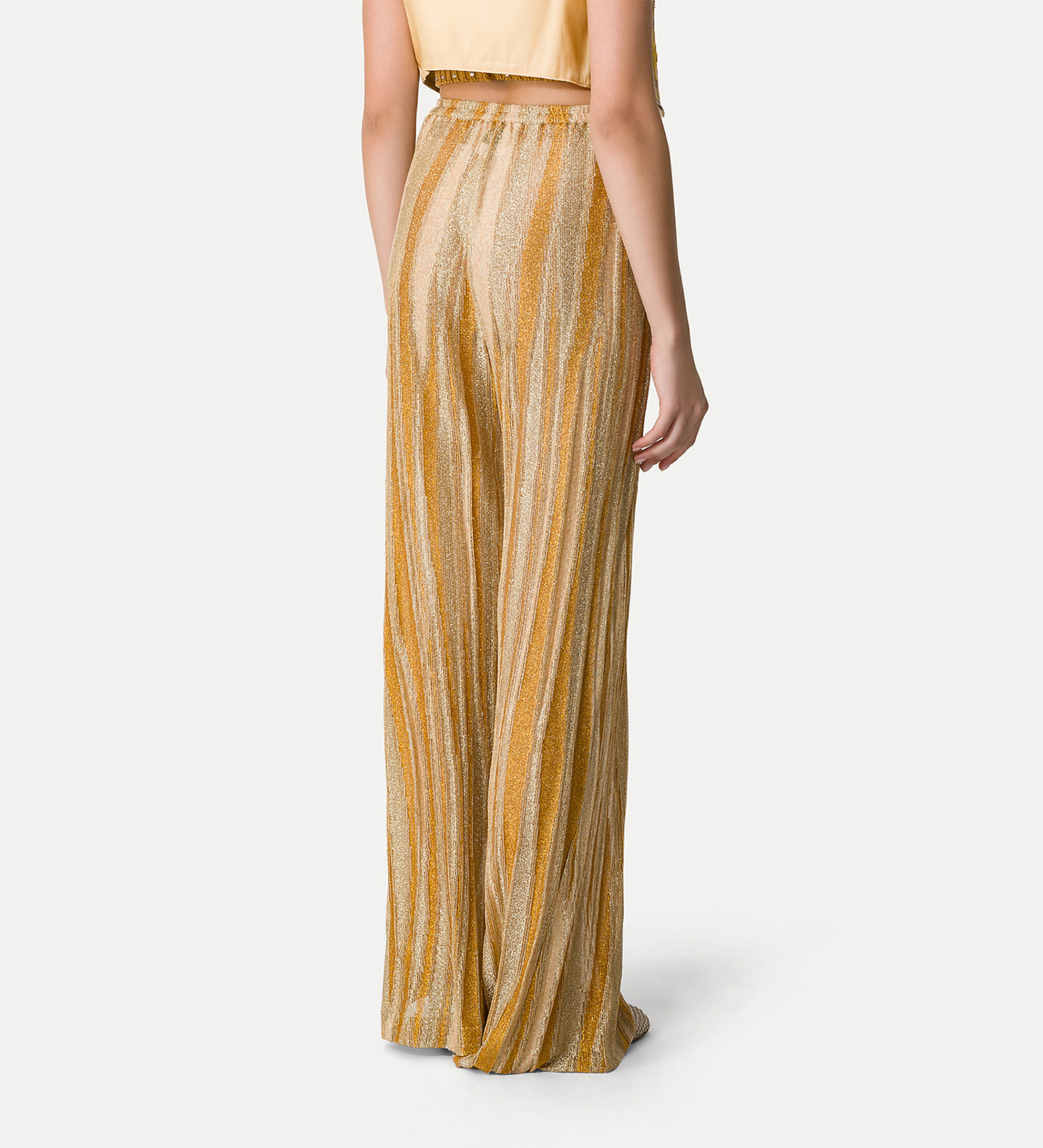 FORTE FORTE FLARED TROUSERS IN LUREXSHOT JACQUARD